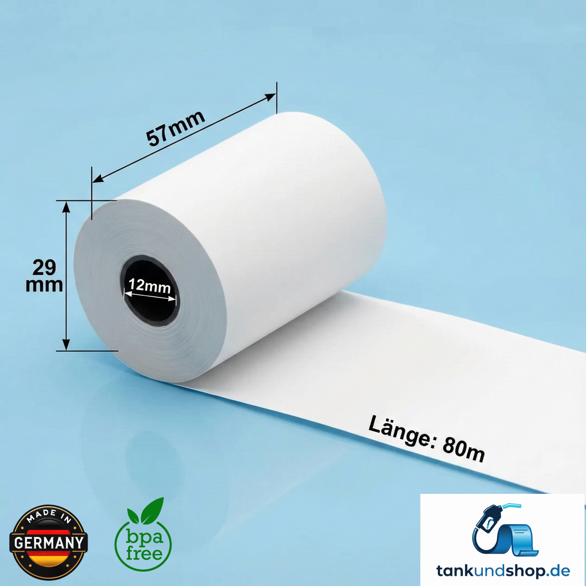 Thermorolle 57x8x12 für Tachographen & Telecash - 50 Rollen