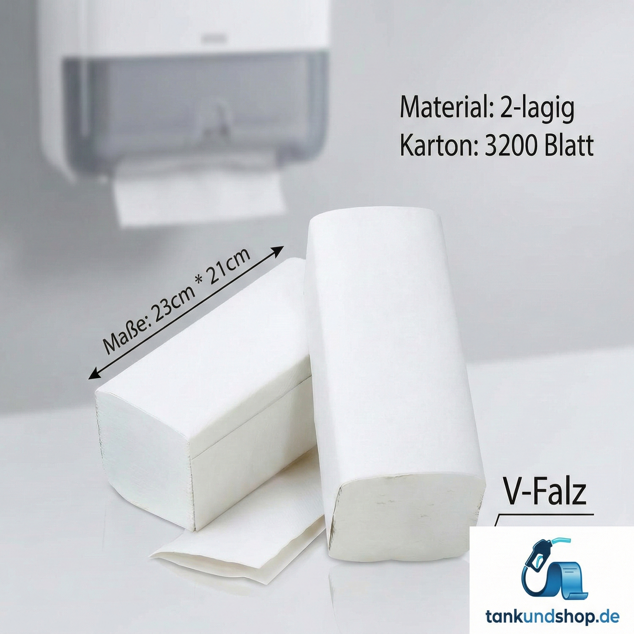 V-Falz Handtuchpapier 2-lagig 23x21cm - 3.200 Blatt