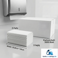 Z-Falz Handtuchpapier 20,8cm x 24cm 2-lagig - 3.000 Blatt