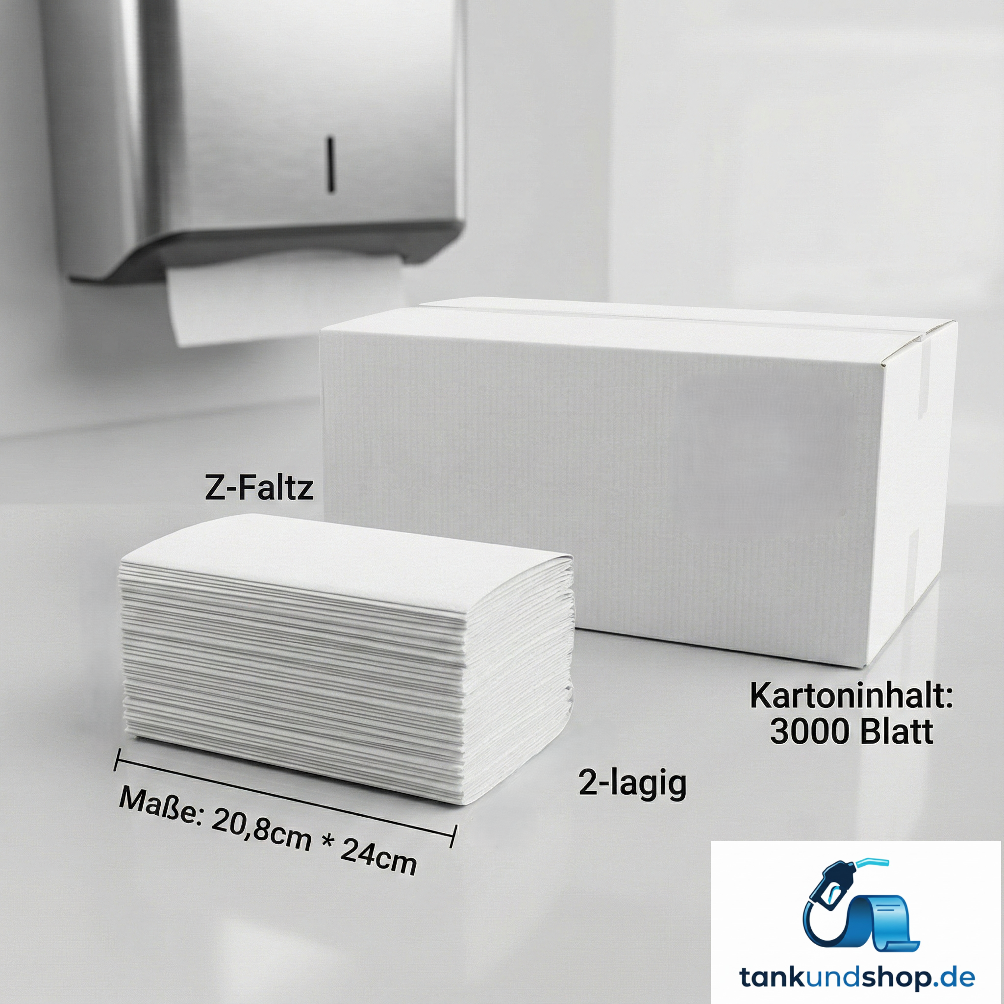 Z-Falz Handtuchpapier 20,8cm x 24cm 2-lagig - 3.000 Blatt